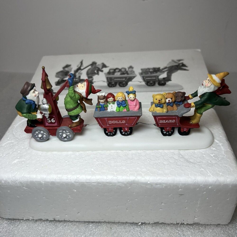 Vtg Dept 56 Heritage Xmas Village Accessories Last Minute Delivery #56367 Elfs